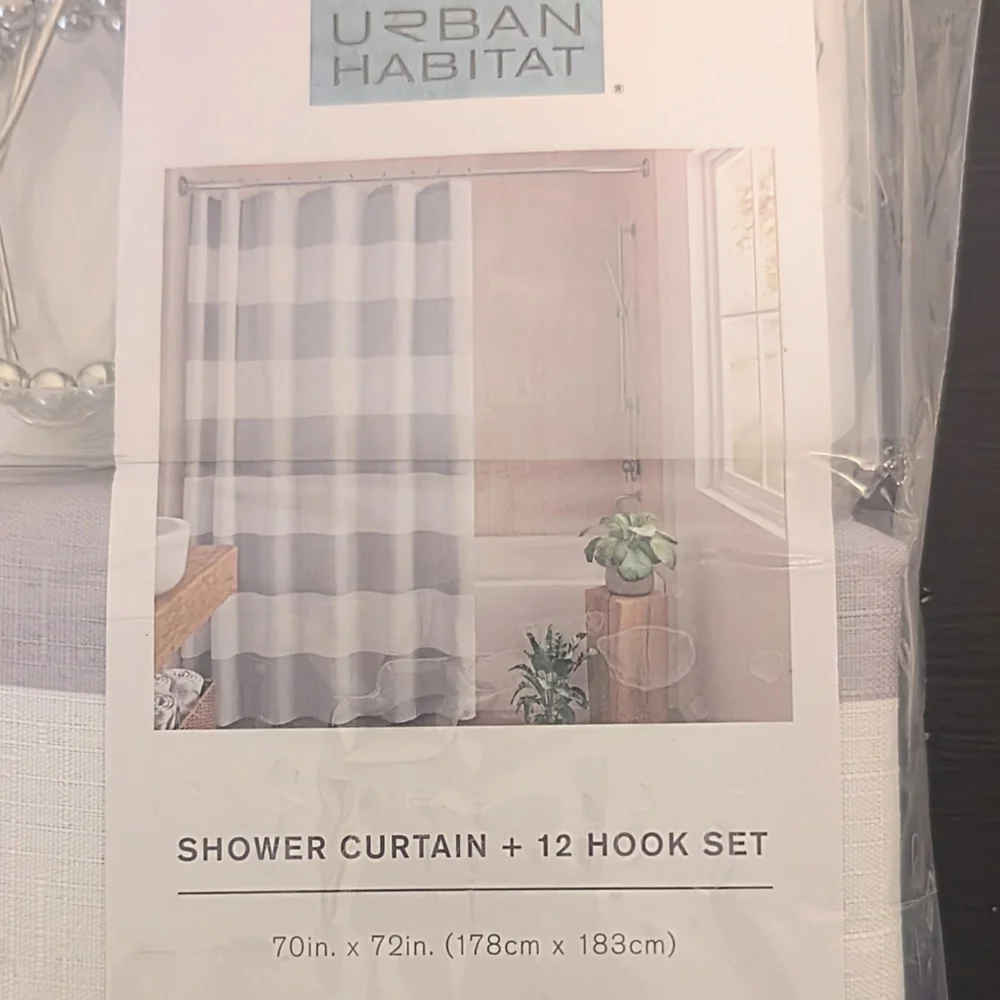 Urban Habitat Striped Shower Curtain With Hooks